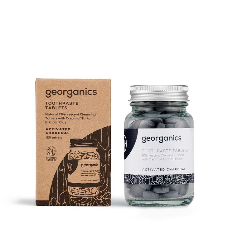 Georganics, naturalne tabletki do mycia zębów, Activated Charcoal, 120 tabletek