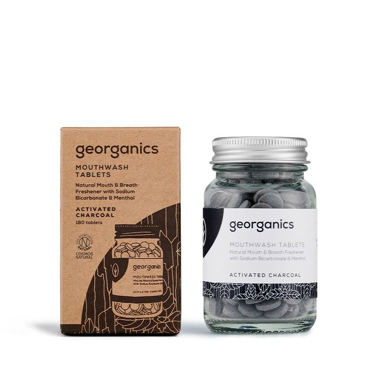 Georganics, naturalne tabletki do płukania jamy ustnej, Activated Charcoal, 180 tabletek
