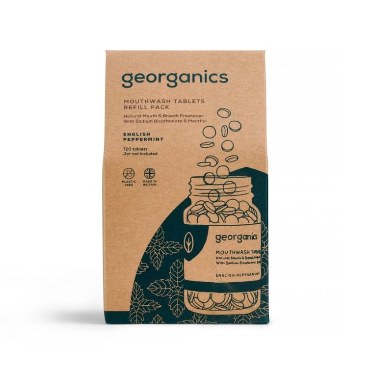 Georganics, naturalne tabletki do płukania jamy ustnej, English Peppermint, 720 tabletek