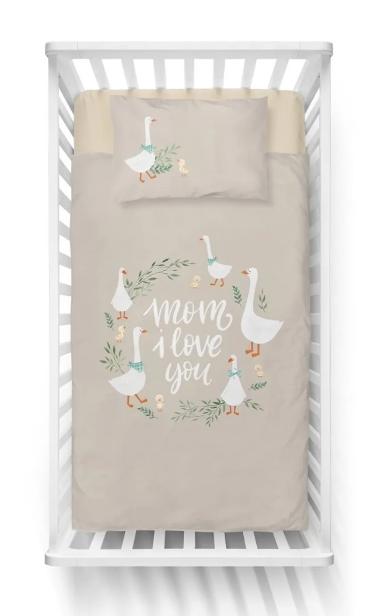 Gęsi, 2-częściowy komplet pościeli dziecięcej, bambus, beżowy, 90-120 cm