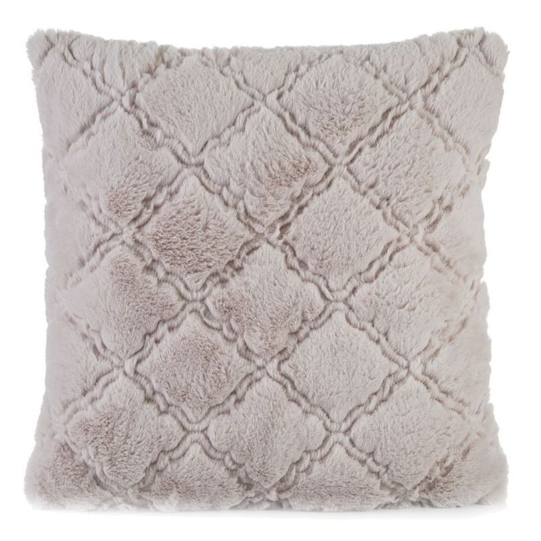 Gian, przyjemna w dotyku poszewka o strukturze futra z ozdobnymi przeszyciami, 45-45 cm