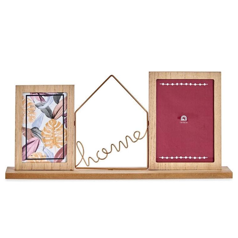 Giftdecor, Home, ramka na zdjęcia, drewno, 2 zdjęcia, 46-6-21,5 cm