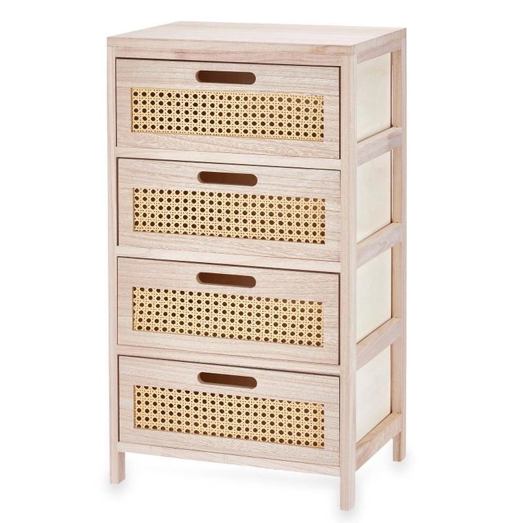 Giftdecor, komoda, 4-szuflady, plecionka wiedeńska, 29-40-73 cm