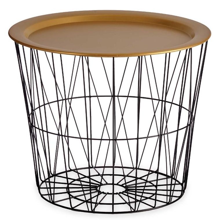 Giftdecor, Luvo, stolik kosz z złotym blatem, średnica 52 cm