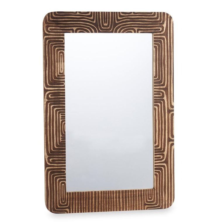 Giftdecor, Mango Lines&curves, lustro ścienne w drewnianej ramie, 60-90 cm