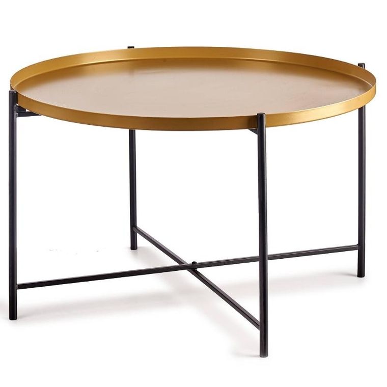 Giftdecor, niski stolik kawowy ze złotym blatem, Ø 76.5 cm