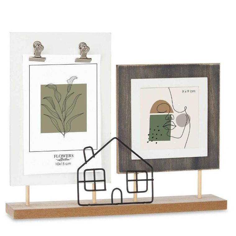 Giftdecor, ramka domek, zdjęcia, metal i mdf, stojąca, 2 zdjęcia