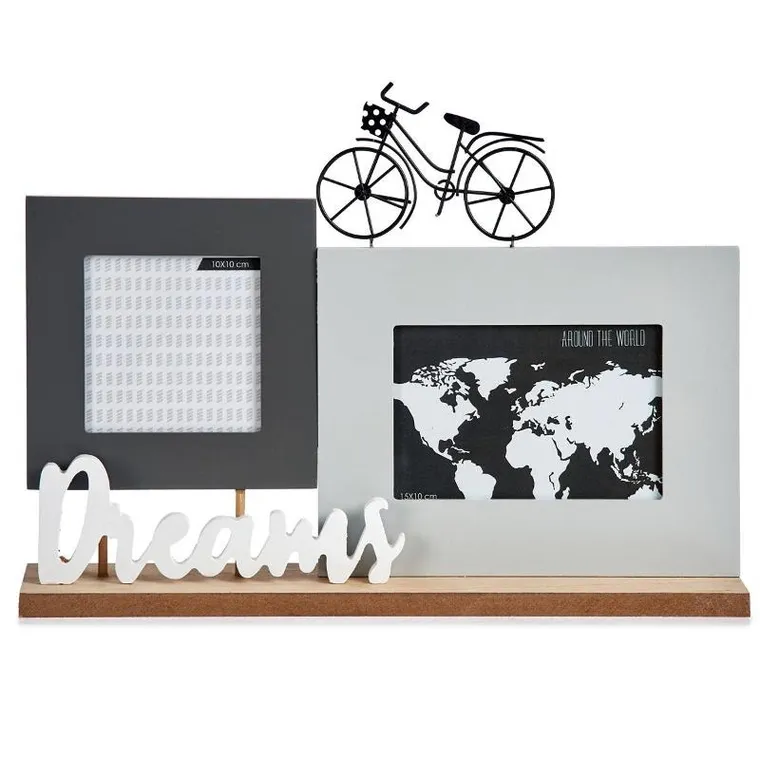 Giftdecor, ramka na zdjęcia, ozdobny napis, rower, stojąca, 2 zdjęcia