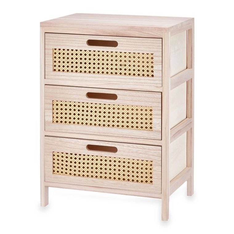 Giftdecor, wąska komoda z szufladami, plecionka wiedeńska, 29-40-58 cm