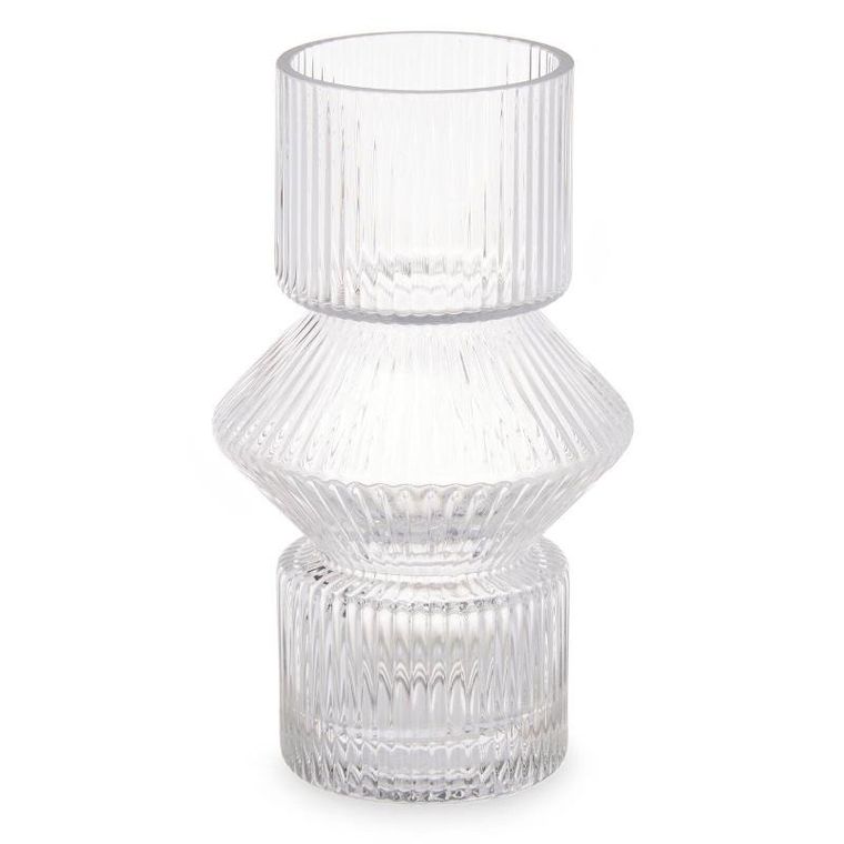 Giftdecor, wazon szklany, ryflowane szkło, 9,5-16,5 cm