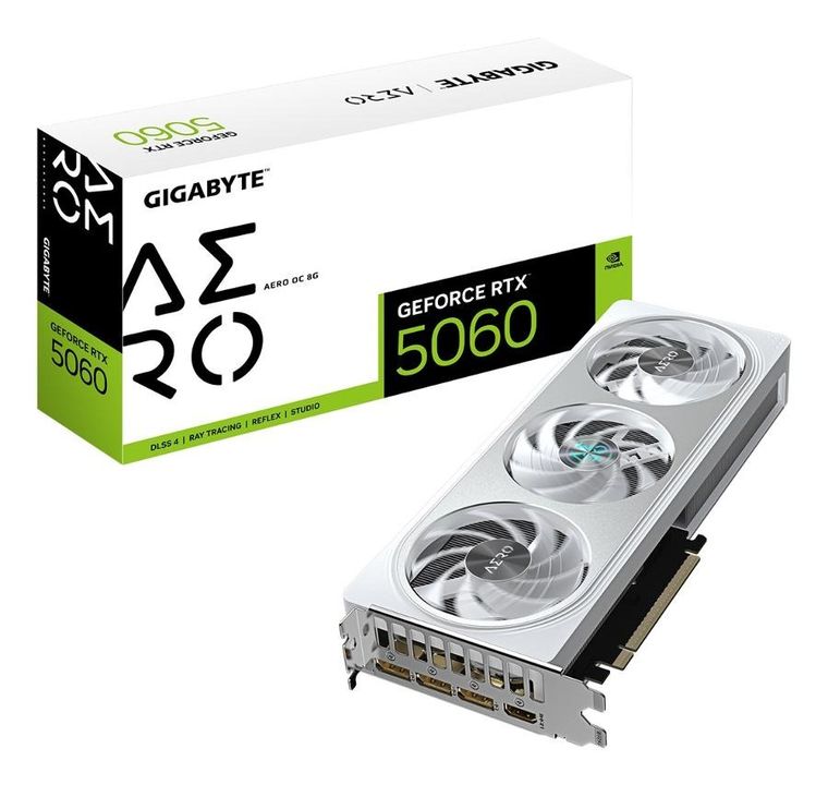 Gigabyte, GeForce RTX 5060 AERO OC 8G GDDR7, karta graficzna, 3DP/HDMI