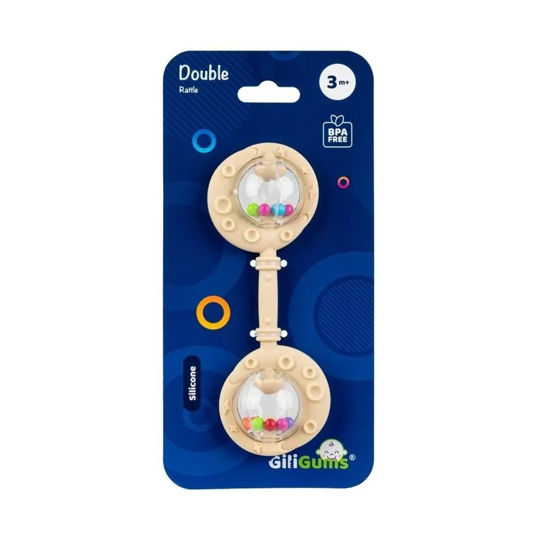 GiliGums, grzechotka podwójna, beżowa