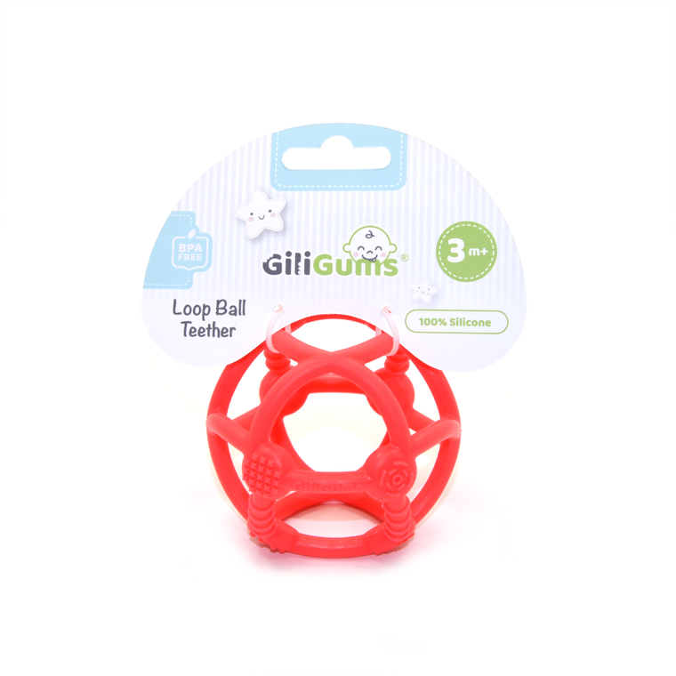 Giligums, silikonowa piłka gryzak, czerwona