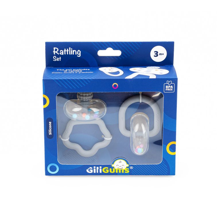 GiliGums, zestaw grzechoczący, szary