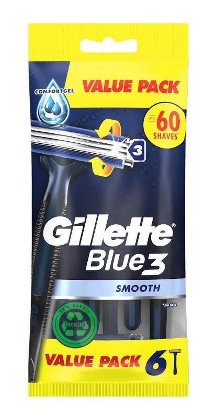 Gillette, Blue 3 Smooth, maszynka do golenia dla mężczyzn, 6 szt.