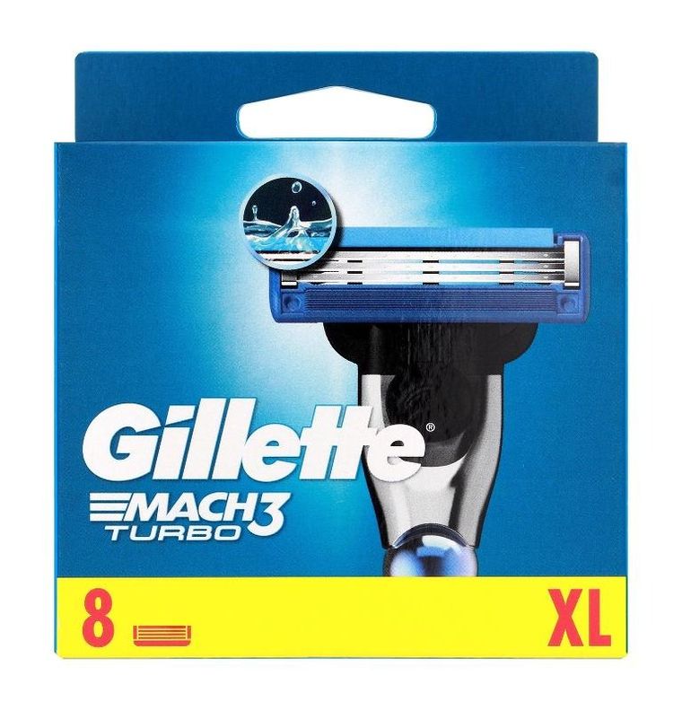 Gillette, Mach3, turbo ostrza wkłady wymienne do maszynki do golenia dla mężczyzn, 8 szt.