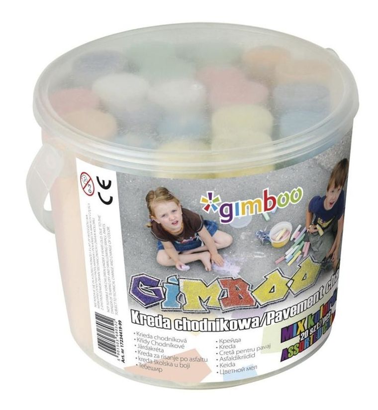Gimboo, kreda chodnikowa w plastikowym wiaderku, XXL, 20 szt.