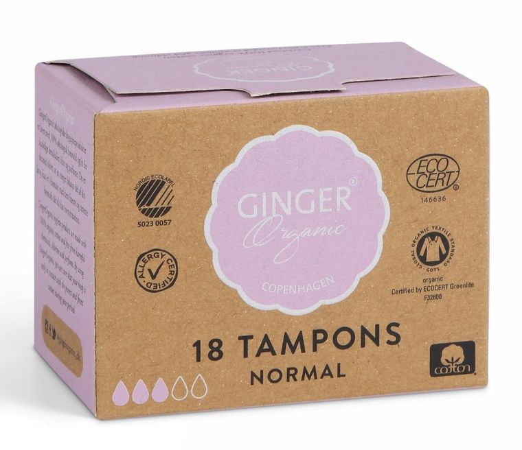 Ginger Organic, tampony bez aplikatora, Normal, 18 szt.