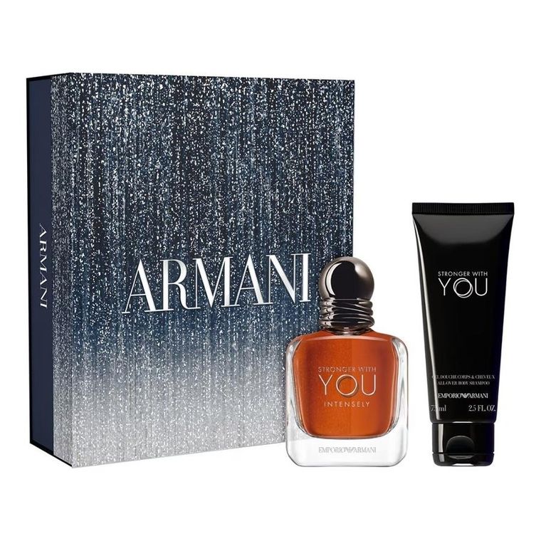 Giorgio Armani, Stronger With You Intensely, zestaw: woda perfumowana, spray, 50 ml + żel pod prysznic, 75 ml