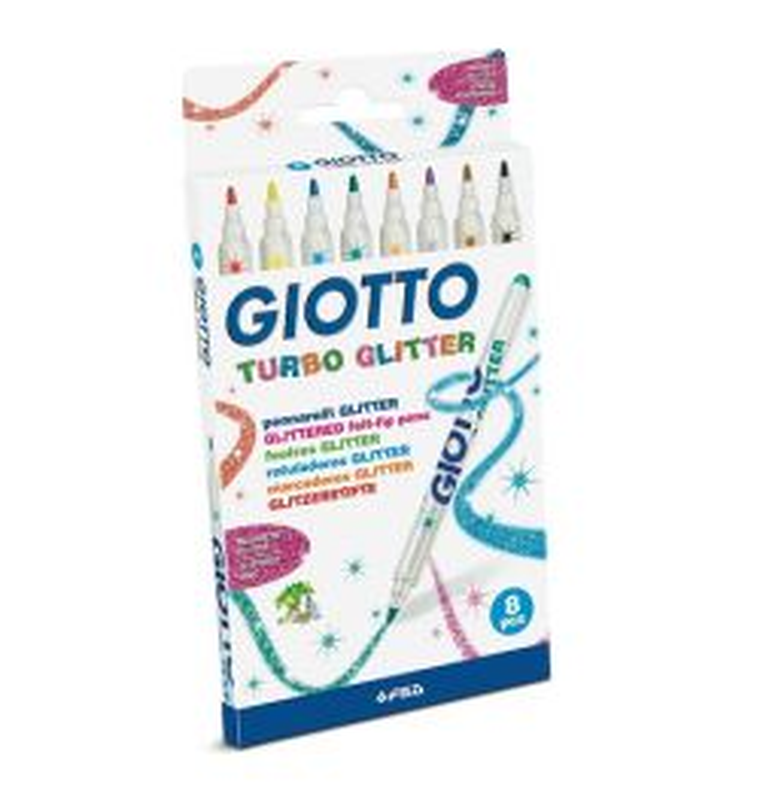 Giotto, Turbo Glitter, flamastry, 8 kolorów