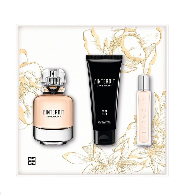 Givenchy, L'interdit, zestaw: woda perfumowana, spray, 80 ml + mleczko do ciała, 74 ml + woda perfumowana, spray, 12.5 ml