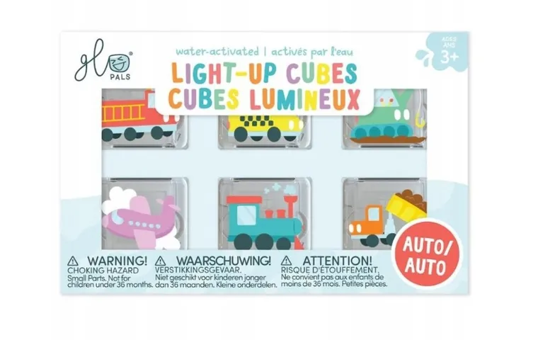 Glo Pals, Autka, kostki sensoryczne świecące w wodzie, 6 szt.