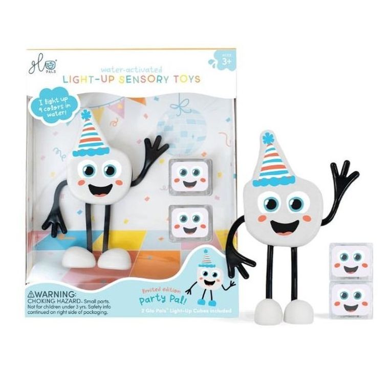 Glo Pals, Party Pal, postać do kąpieli i kostki sensoryczne świecące w wodzie, zestaw