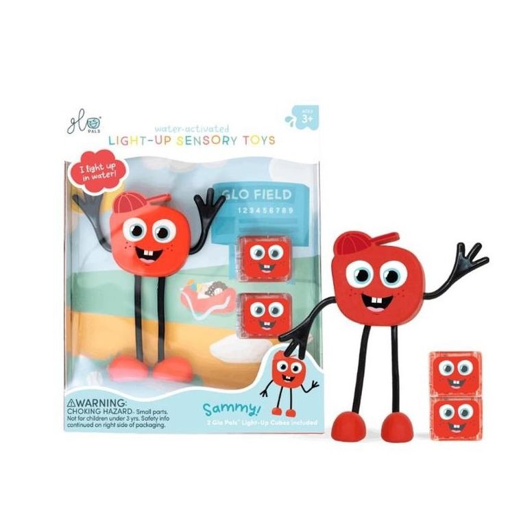Glo Pals, Sammy, postać do kąpieli i kostki sensoryczne świecące w wodzie, zestaw