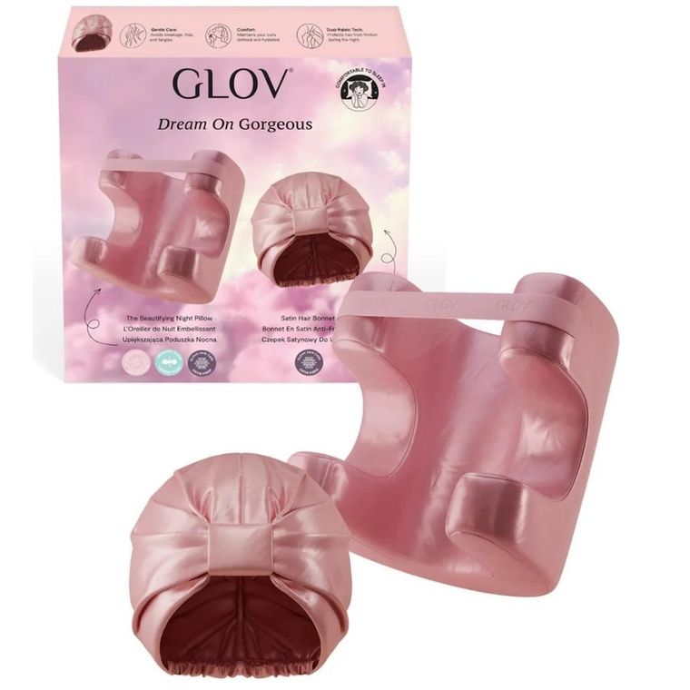 Glov, Dream On Gorgeous, zestaw: satynowy czepek do włosów + upiększająca poduszka nocna