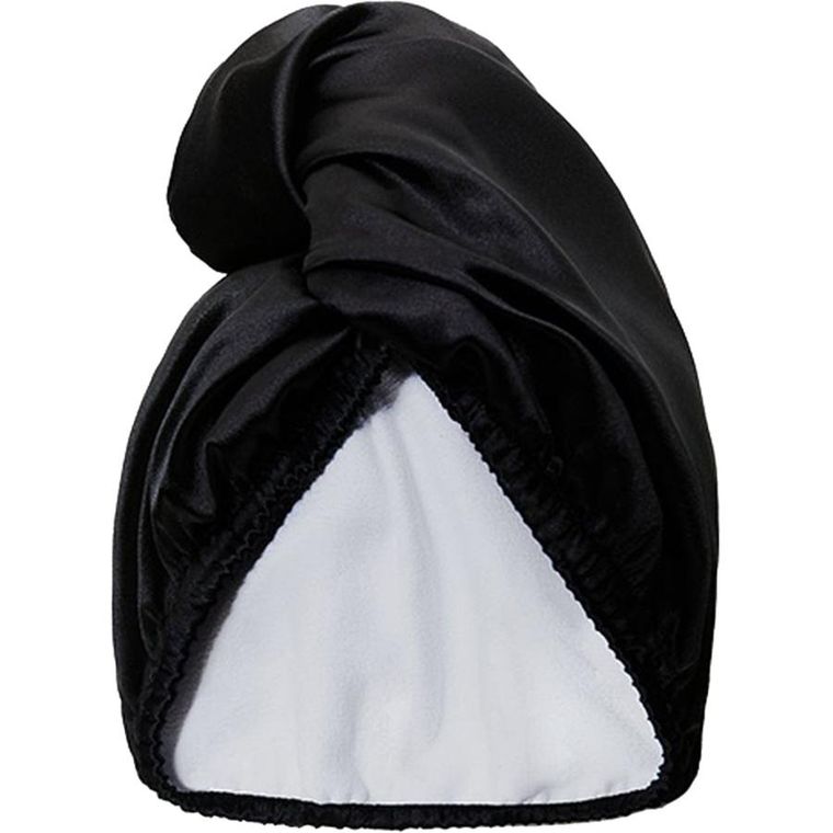 Glov, Satin Towel Wrap, dwustronny turban satynowy do włosów, Black