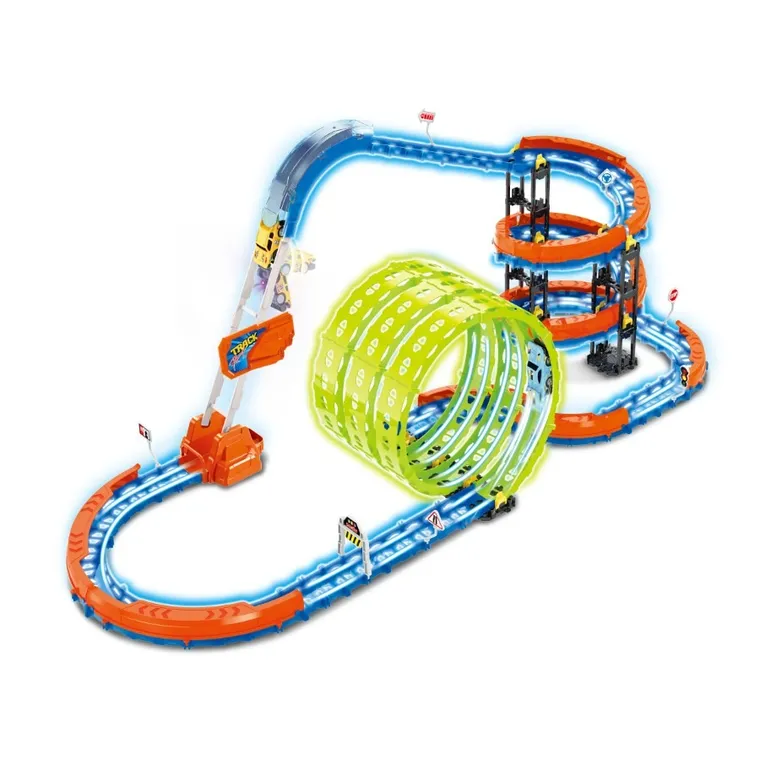 Glow Flip Track, tor samochodowy, świecący w ciemności, zestaw z pojazdem