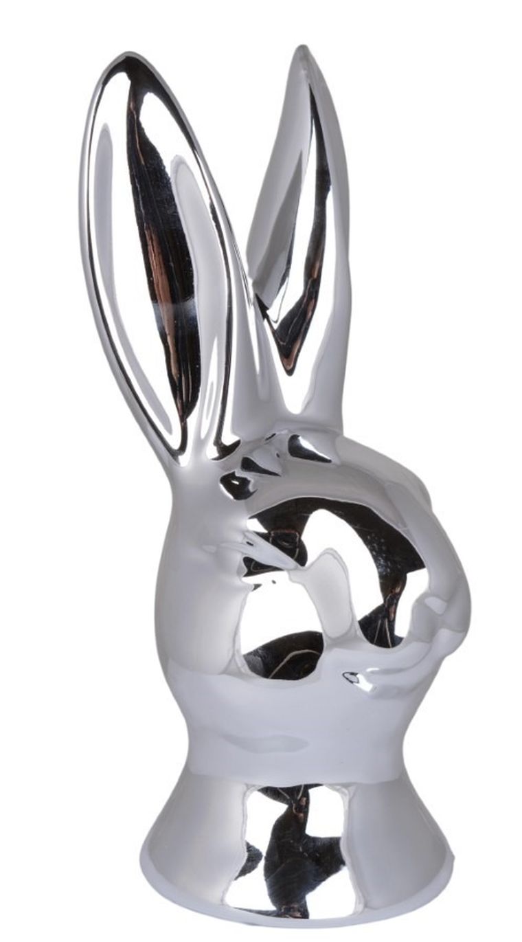 Głowa królika, figurka, srebrna, 8,5-11-25 cm