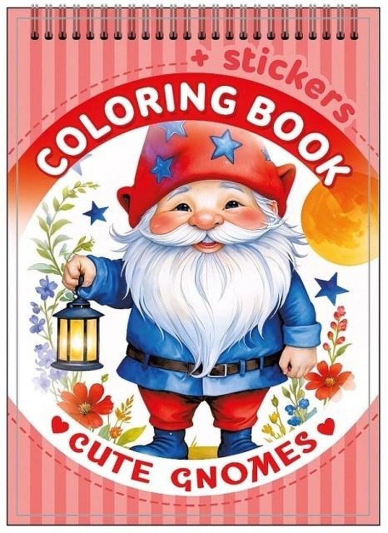 Gnomy. Kolorowanka z naklejkami