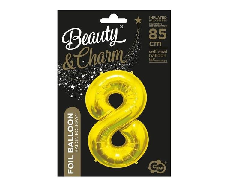 GoDan, balon foliowy, b&c, 8 złoty, 85 cm
