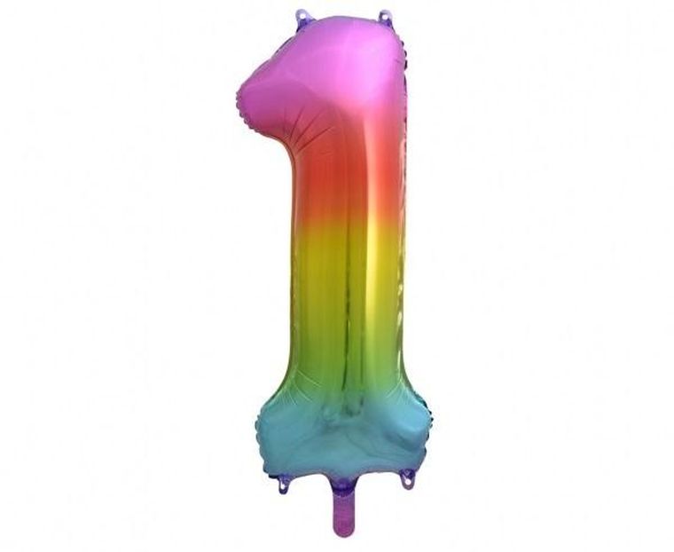 Godan, balon foliowy B&C, cyfra 1 tęczowa, 85 cm