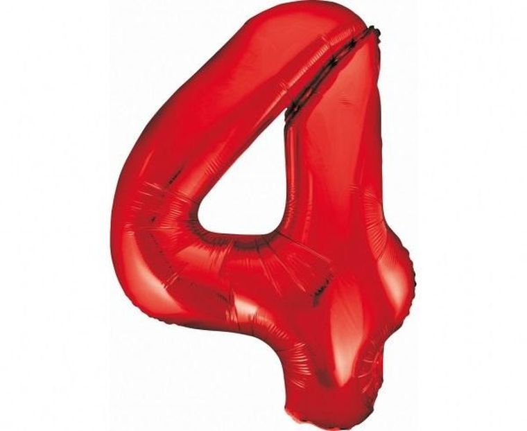 Godan, balon foliowy B&C, cyfra 4 czerwona, 85 cm