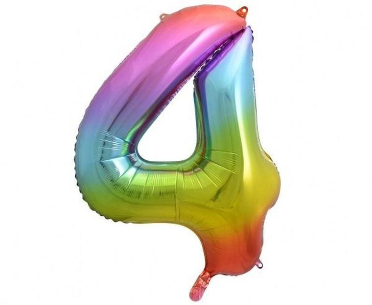 Godan, balon foliowy B&C, cyfra 4 tęczowa, 85 cm