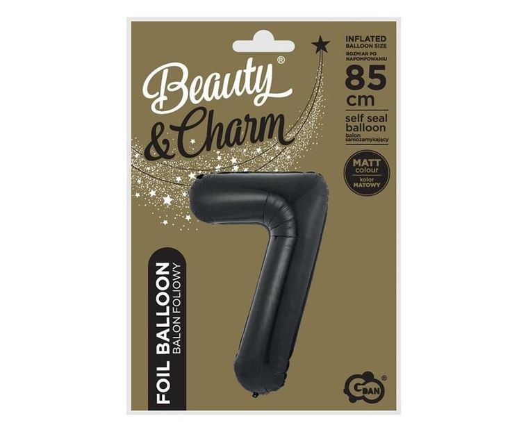 GoDan, balon foliowy B&C, cyfra 7, matowa czarna, 85 cm