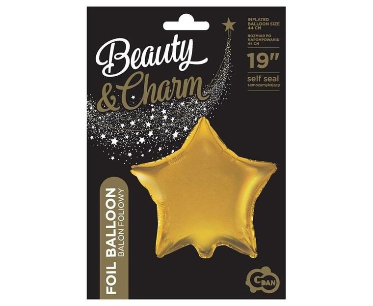 GoDan, balon foliowy B&C, gwiazda złota, matowa, 44 cm