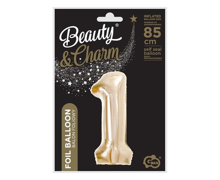 Godan, balon foliowy, cyfra 1, szampański, 85 cm
