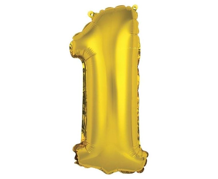 Godan, balon foliowy, cyfra 1, złoty, 35 cm