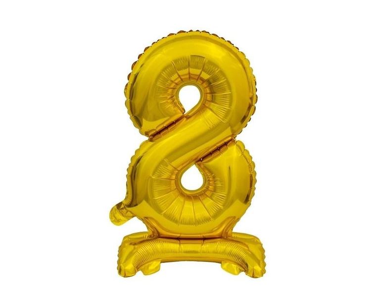 Godan, balon foliowy, cyfra 8, stojący, złoty, 38 cm