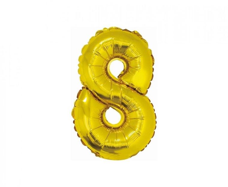 Godan, balon foliowy, cyfra 8, złoty, 35 cm