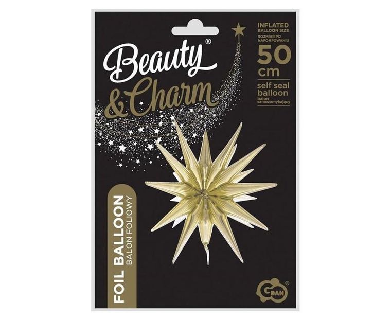 GoDan, balon foliowy, gwiazda 3D, szampańska, 50-46 cm