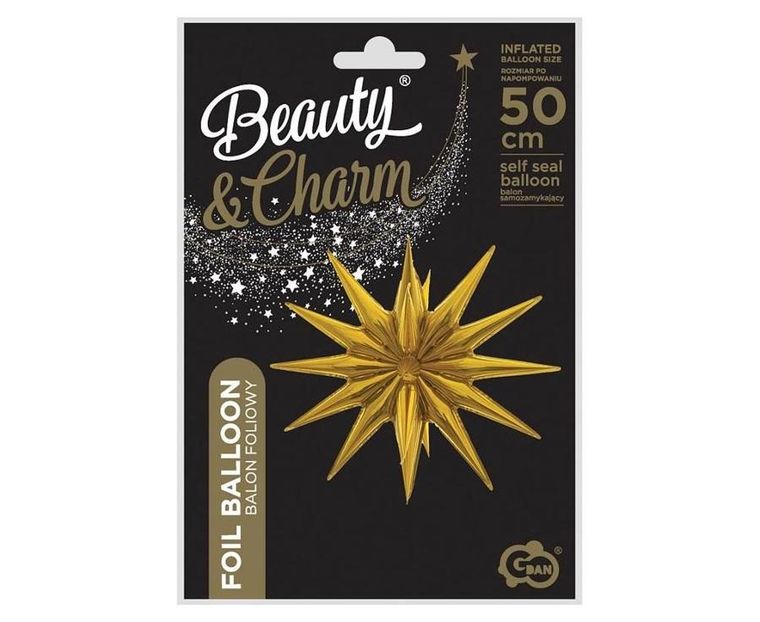 GoDan, balon foliowy, gwiazda 3D, złota, 50-46 cm