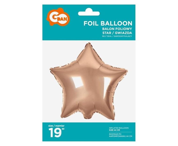 Godan, balon foliowy gwiazda różowo-złota, 48 cm