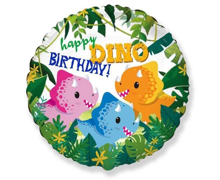 GoDan, balon foliowy, Happy Birthday, Dino