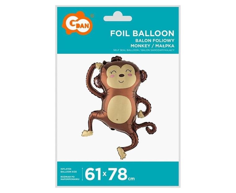 GoDan, balon foliowy, małpka, 61-78 cm
