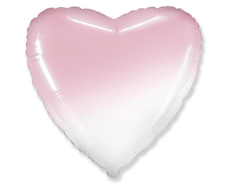 Godan, balon foliowy, serce gradient biało-różowy, 46 cm
