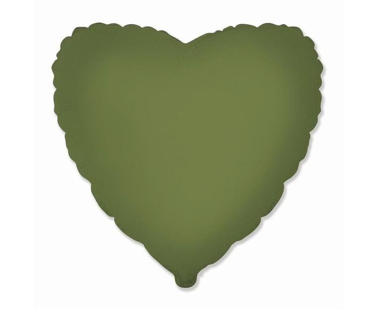 Godan, balon foliowy, serce matowe, olive green, 46 cm